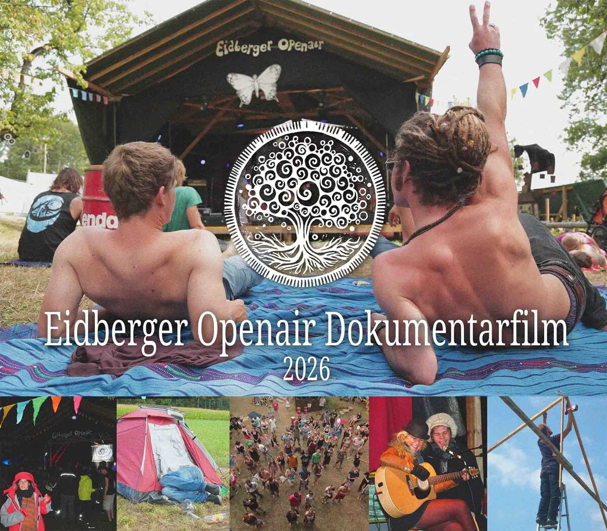 Collage mit Szenen aus dem Eidberger und dem Titel Eidberger Openair Dokumentarfilm 2026