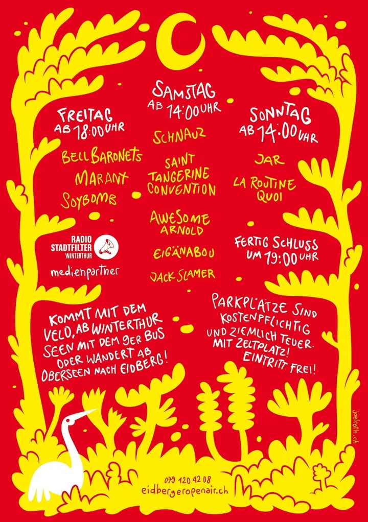 Rote Rückseite des Flyers 2017 mit dem Festival-Line-up.